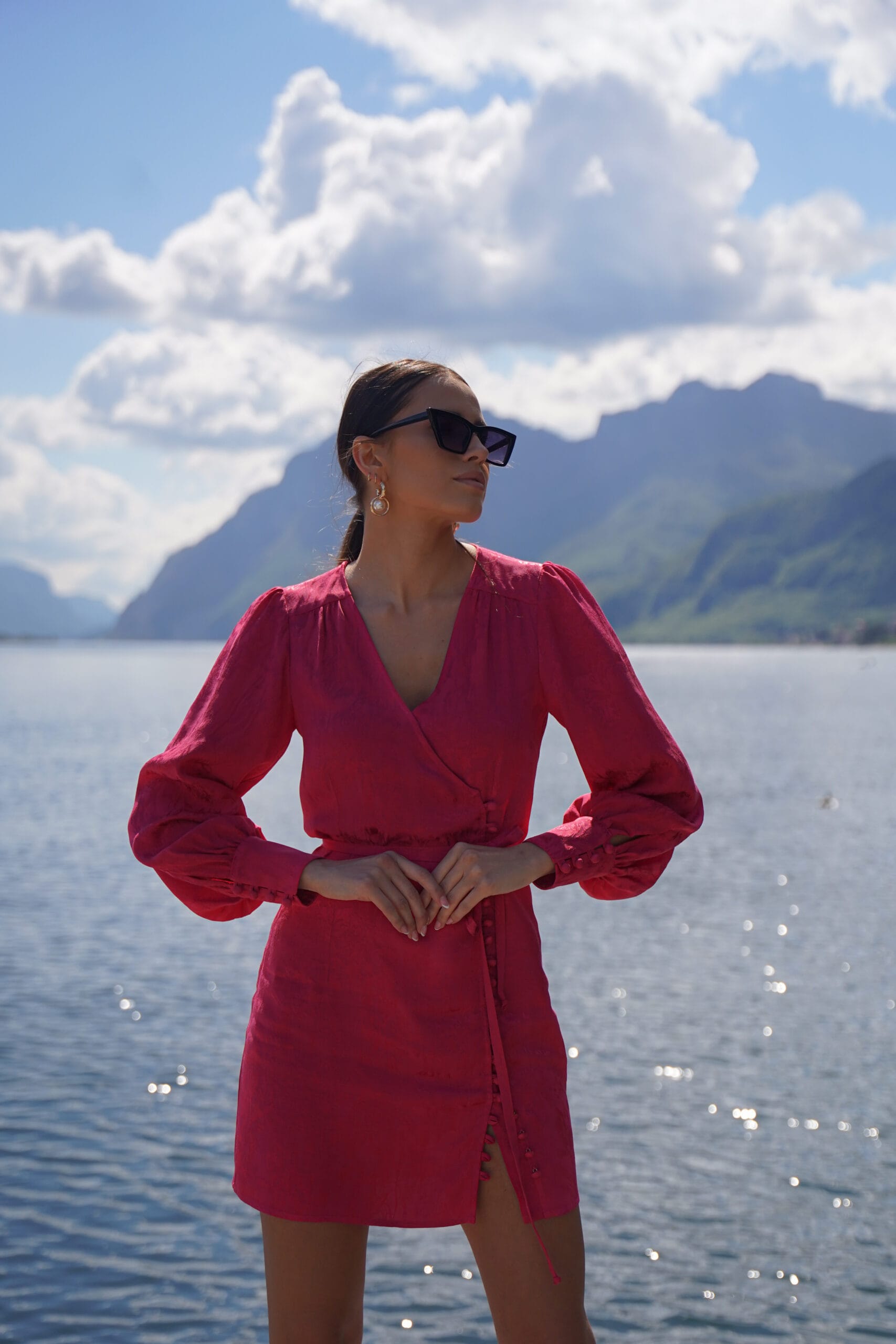 Elegancka sukienka fuksja - PEARL
